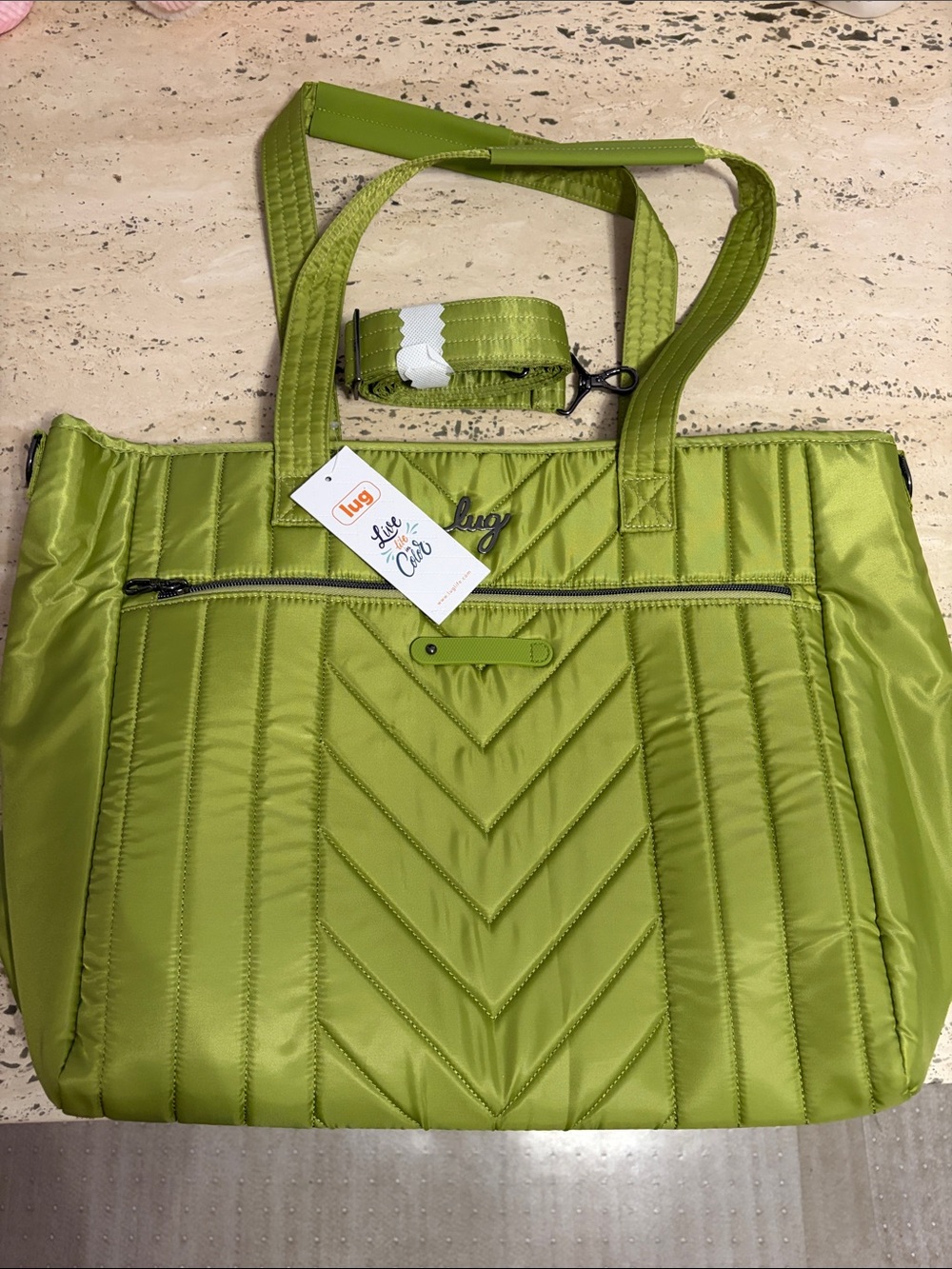 Lug Paddle Carry-All Tote Grass Green *As Is* missing oversized puller